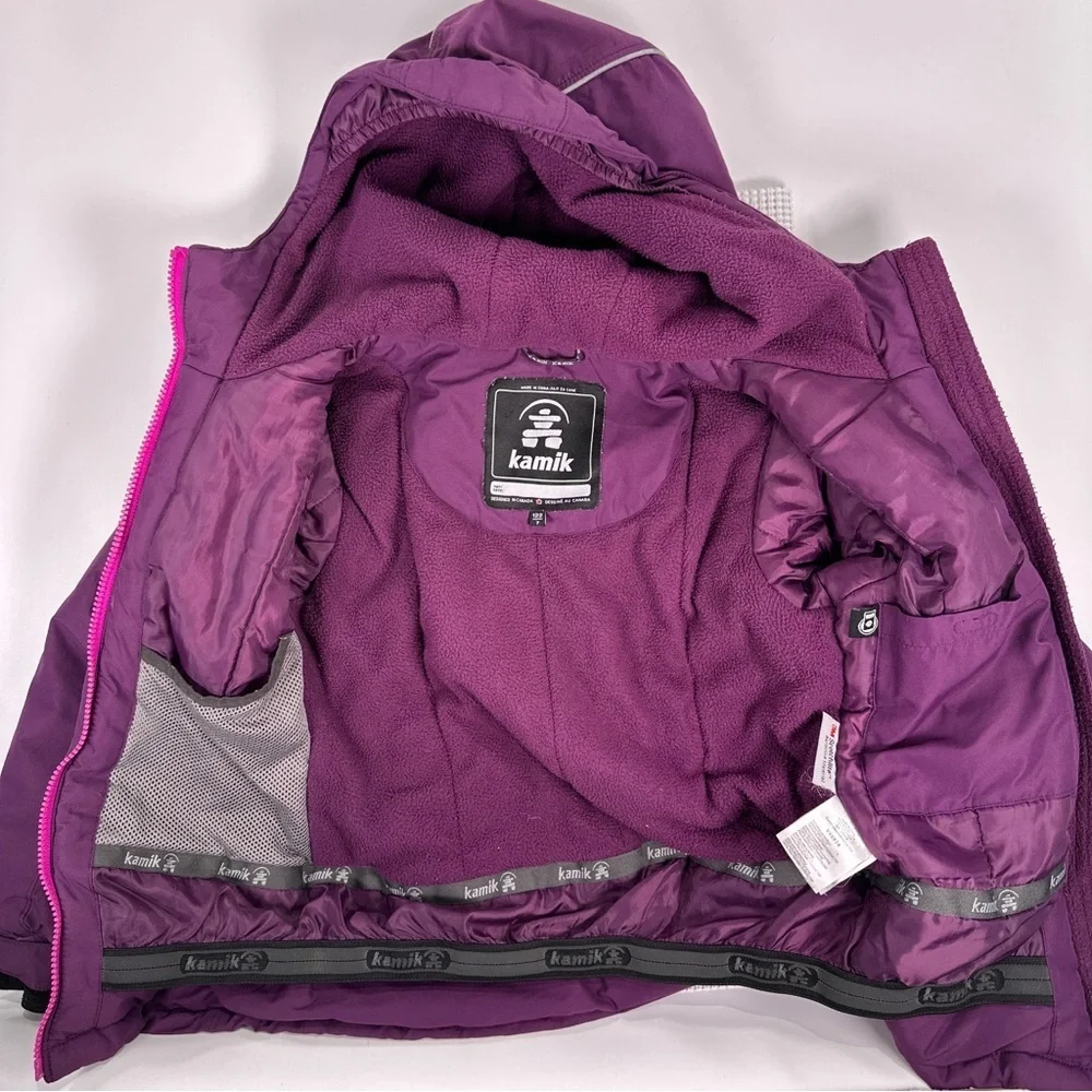 Kamik Girls Insulated Winter Jacket Purple Pink Hooded Size 7